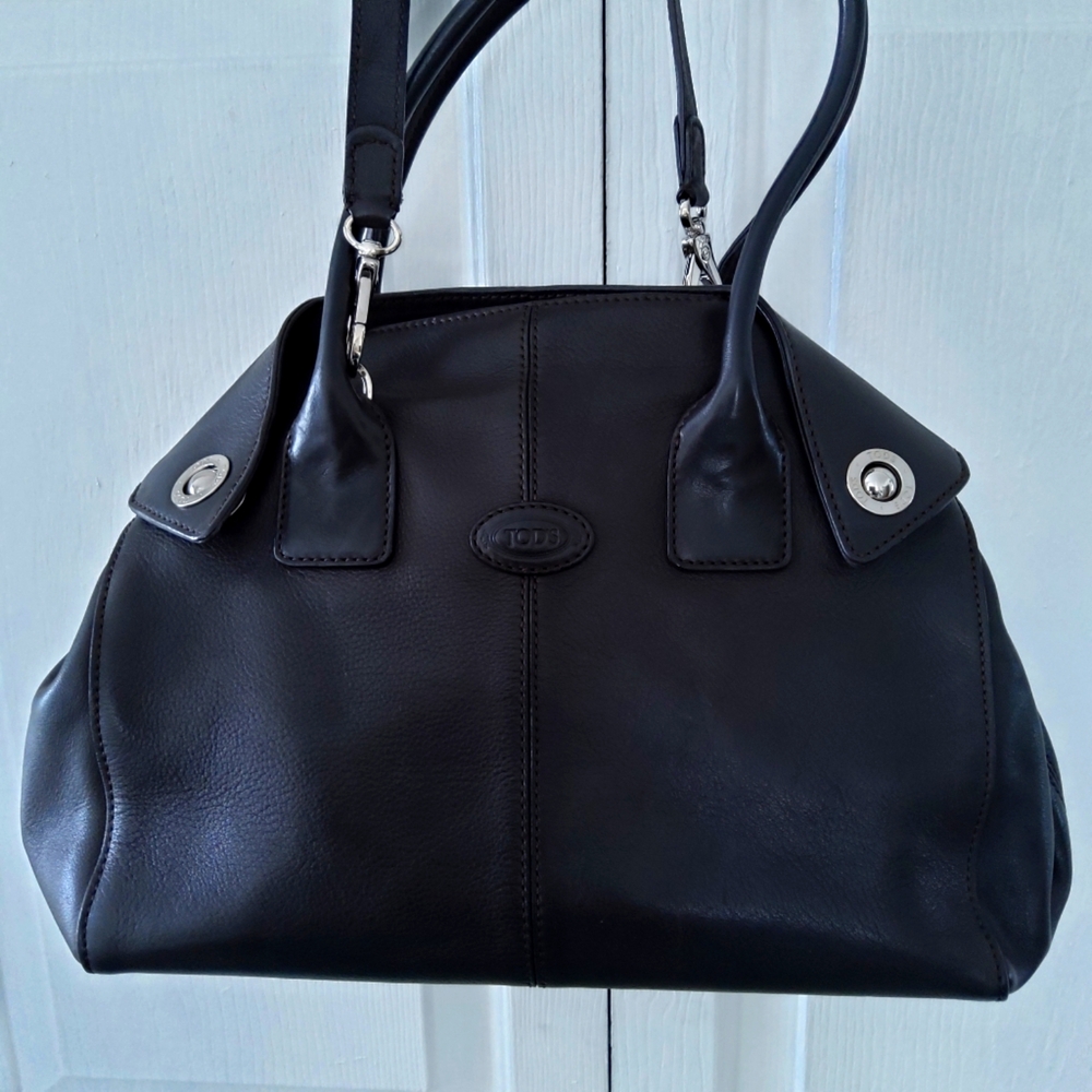 TOD'S 2012 Black Leather SHOULDER CROSSBODY HANDHELD Black Leather Bag